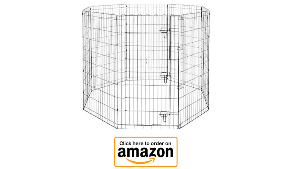 Amazon Basics Foldable Octagonal Metal Exercise Pet Play Pen for Dogs, Fence Pen, Single Door, Black, 60 x 60 x 48 Inches