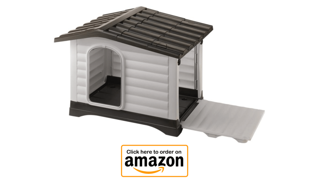 Ferplast Dog Villa Medium Indoor and Outdoor Dog House, Measures 35.5L x 28.55W x 25.40H Inches, Ventilated with Patented Fold-Out Porch,