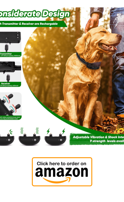 Wireless Dog Fence, 2024 Electric Fence for 2 Dogs Shocks Training Collar Remote 2-in-1,Wireless Pet Containment System with Adjustable Vibration & Shock Training Collar for All Dogs